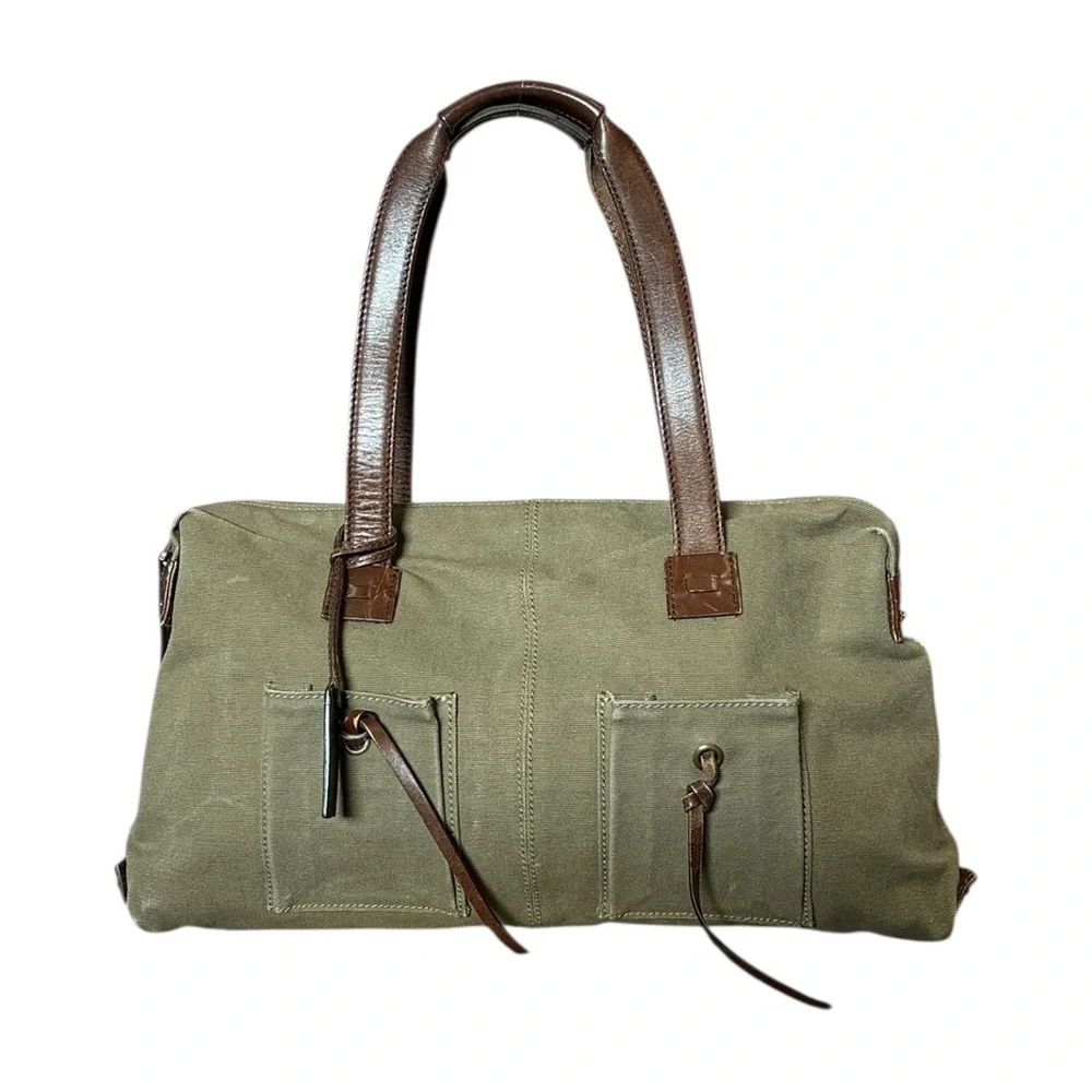 Vintage Y2K Gucci Tom Ford Canvas Cargo Shoulder Leather Utility Bag - Picture 1 of 10